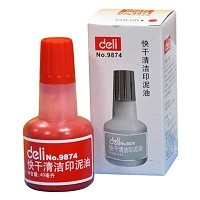 得力（Deli）9874-40ml快干清洁印泥油（红色）